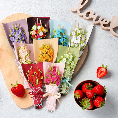 Pink Rose Flower Bamboo Cocktail Picks, Decorative Toothpicks