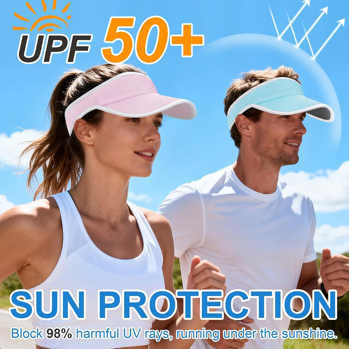 Sports Sun Visor Hat for Women Men, Lightweight Quick-Dry Sun Hat