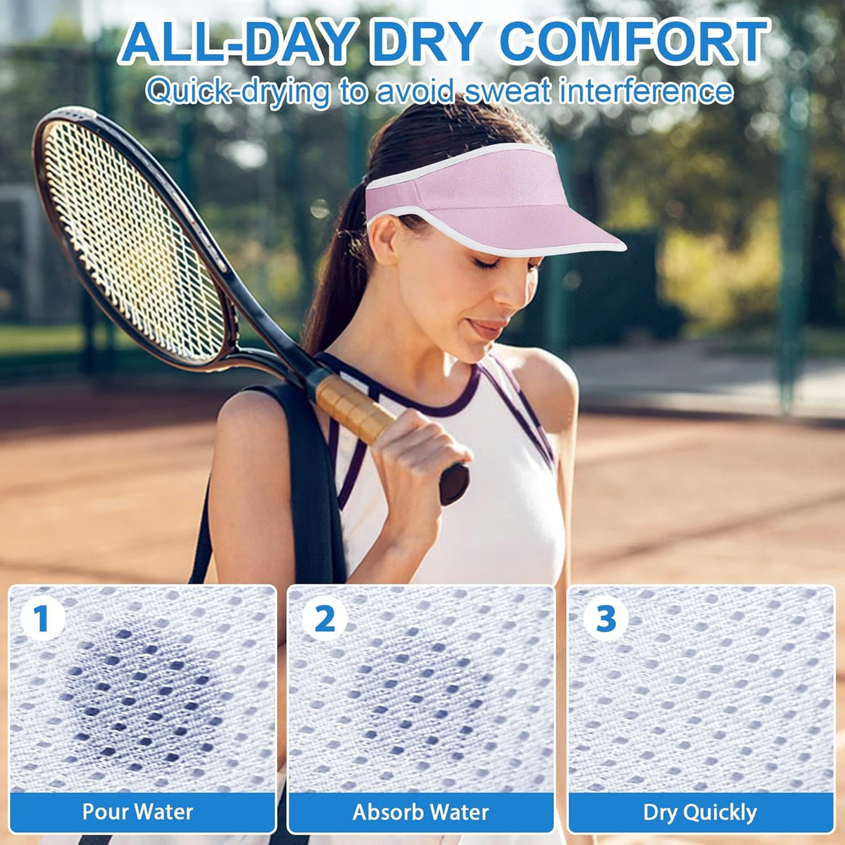Sports Sun Visor Hat for Women Men, Lightweight Quick-Dry Sun Hat