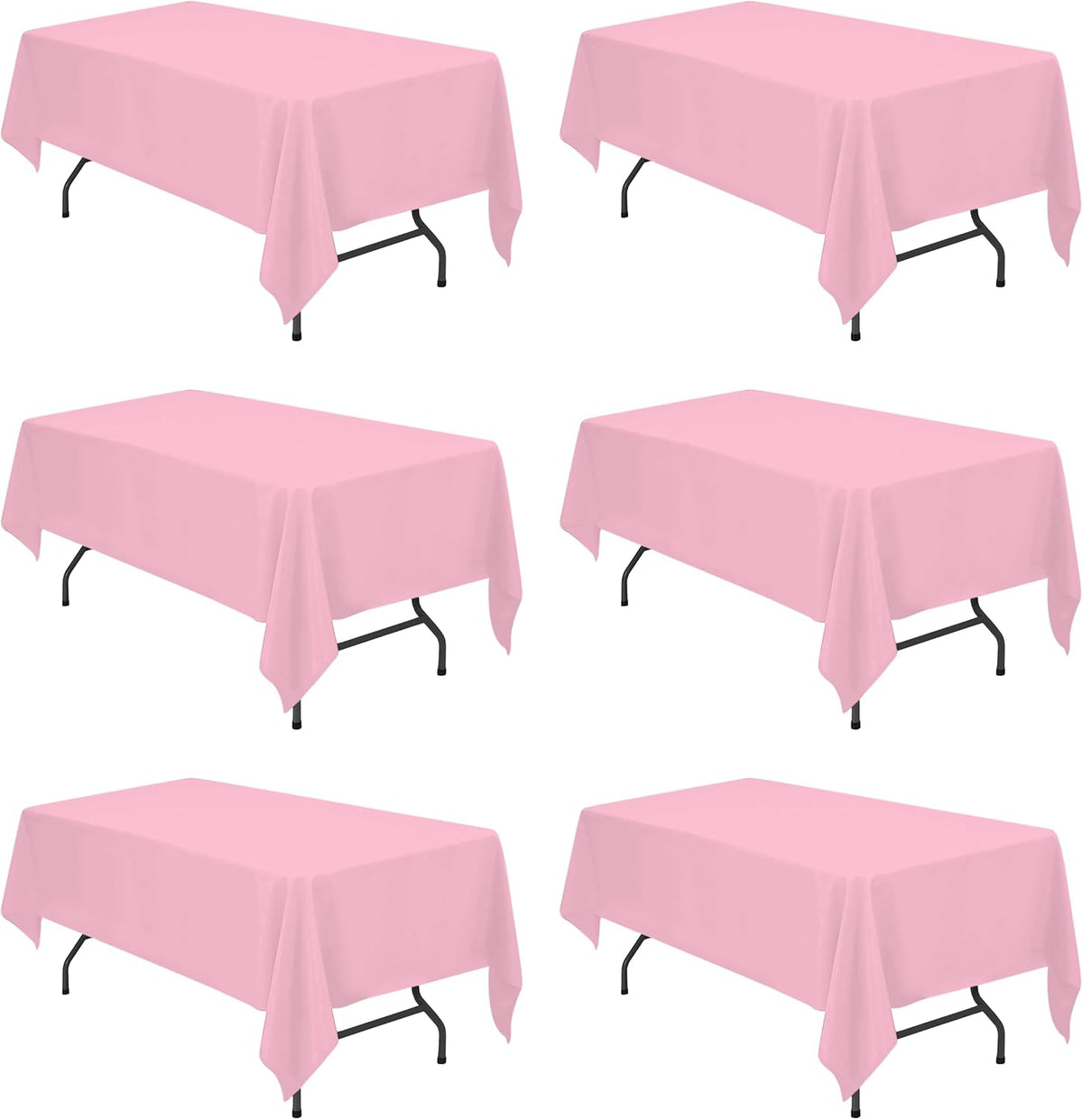 6 Pack Pink Tablecloths 60x102 Inch for 6ft Rectangle Tables