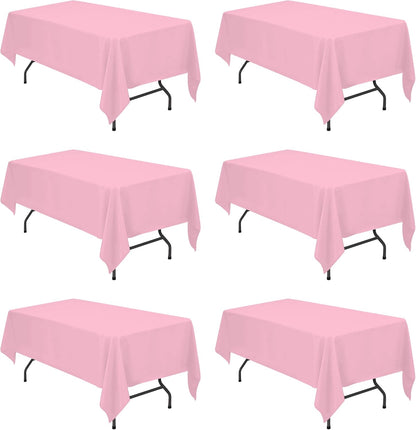 6 Pack Pink Tablecloths 60x102 Inch for 6ft Rectangle Tables