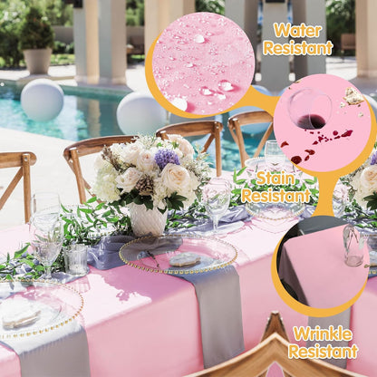 6 Pack Pink Tablecloths 60x102 Inch for 6ft Rectangle Tables