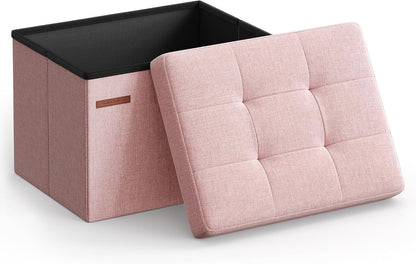SONGMICS Small Folding Storage Ottoman, 15.7 x 12.2 x 12.2 Inches