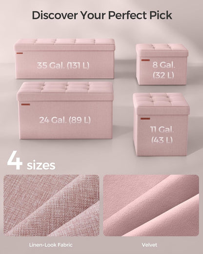 SONGMICS Small Folding Storage Ottoman, 15.7 x 12.2 x 12.2 Inches