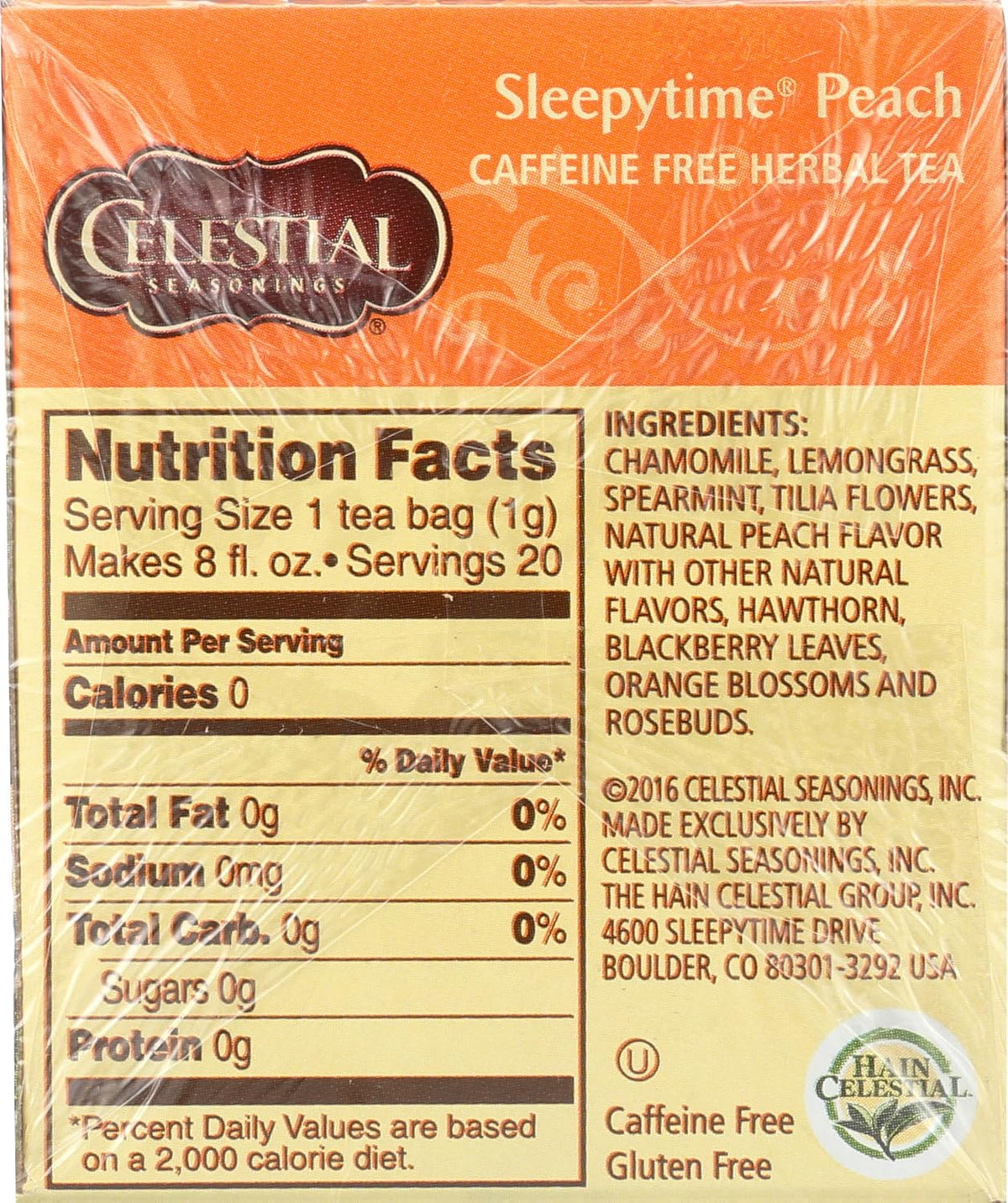 Herbal Tea, Sleepytime Peach, 20 ct