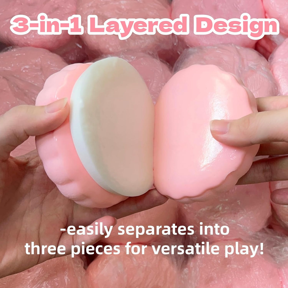 3.5 Inch Slow Rising Squishy Toys, Super Soft Cookie-Shaped Slow Rising Squishies, 3 Layers Realistic Sandwich Cookie Squeeze Toy, Food Squishies for Decompression Stress Relief (Pink)