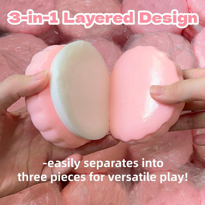 3.5 Inch Slow Rising Squishy Toys, Super Soft Cookie-Shaped Slow Rising Squishies, 3 Layers Realistic Sandwich Cookie Squeeze Toy, Food Squishies for Decompression Stress Relief (Pink)