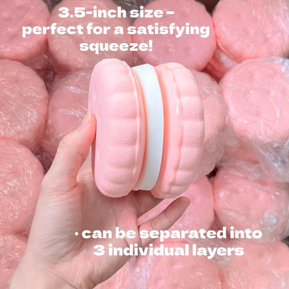 3.5 Inch Slow Rising Squishy Toys, Super Soft Cookie-Shaped Slow Rising Squishies, 3 Layers Realistic Sandwich Cookie Squeeze Toy, Food Squishies for Decompression Stress Relief (Pink)