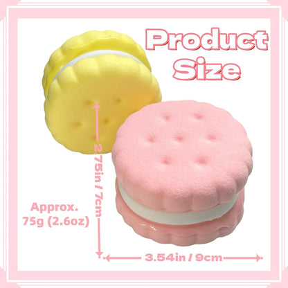 3.5 Inch Slow Rising Squishy Toys, Super Soft Cookie-Shaped Slow Rising Squishies, 3 Layers Realistic Sandwich Cookie Squeeze Toy, Food Squishies for Decompression Stress Relief (Pink)