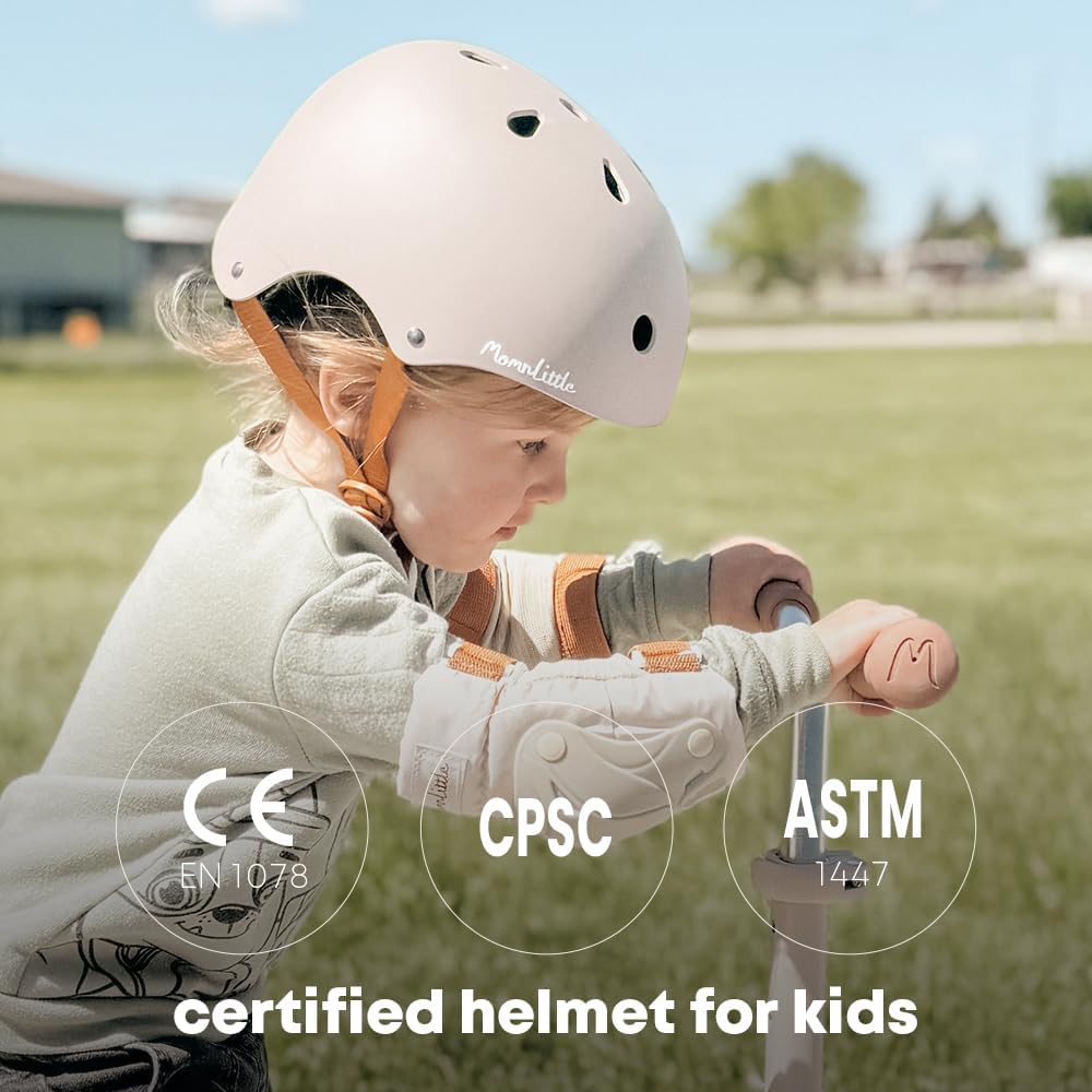MomnLittle Kids Bike Helmet with Pinch-Free Magnetic Buckle, CPSC Certified Toddler Bicycle Helmet for Boys Girls, Adjustable Multi-Sport Helmet for Scooter Skateboard