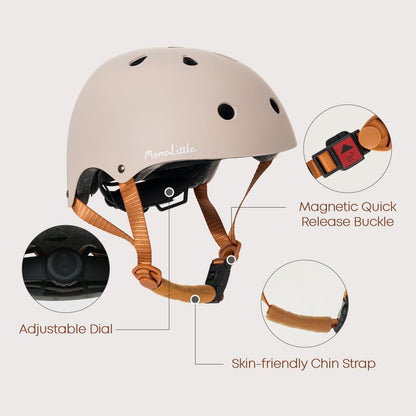 MomnLittle Kids Bike Helmet with Pinch-Free Magnetic Buckle, CPSC Certified Toddler Bicycle Helmet for Boys Girls, Adjustable Multi-Sport Helmet for Scooter Skateboard