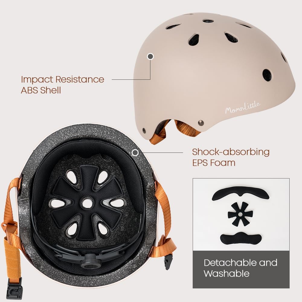 MomnLittle Kids Bike Helmet with Pinch-Free Magnetic Buckle, CPSC Certified Toddler Bicycle Helmet for Boys Girls, Adjustable Multi-Sport Helmet for Scooter Skateboard