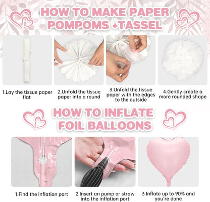 Pink Baby Shower Decorations with Welcome Baby Foil Balloon Banner