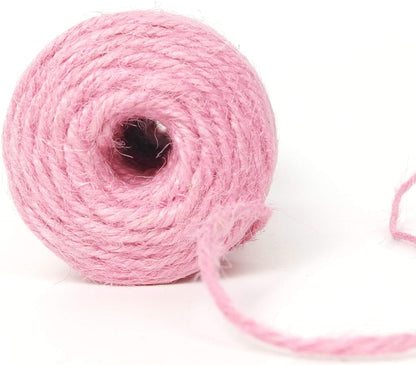 300 Feet Natural Jute Light Pink Twine String for Crafts Gift Christmas Decoration Durable String for Gardening Applications(Pink)