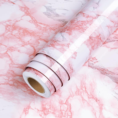 Marble Contact Paper Pink White Marble Peel and Stick Countertop Contact Paper for Countertops Waterproof White and Pink Wallpaper for Walls Bathroom Kitchen Counter Top Cabinet 15.8"x80"
