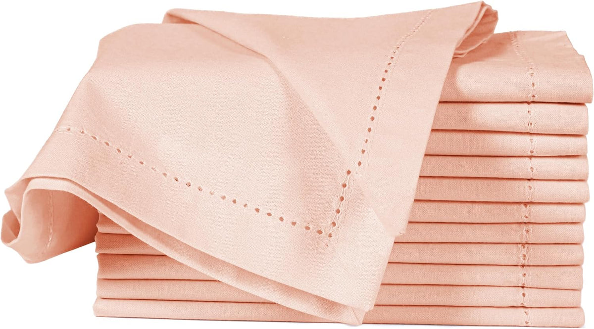 Cotton Cloth Napkins, 18x18 in, 12-Pack, Petal Peach