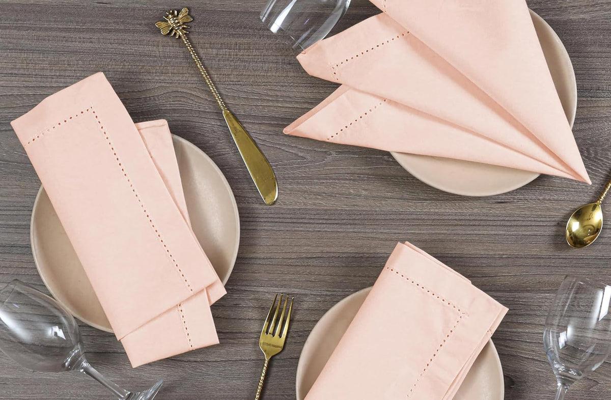 Cotton Cloth Napkins, 18x18 in, 12-Pack, Petal Peach