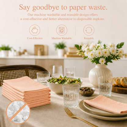 Cotton Cloth Napkins, 18x18 in, 12-Pack, Petal Peach