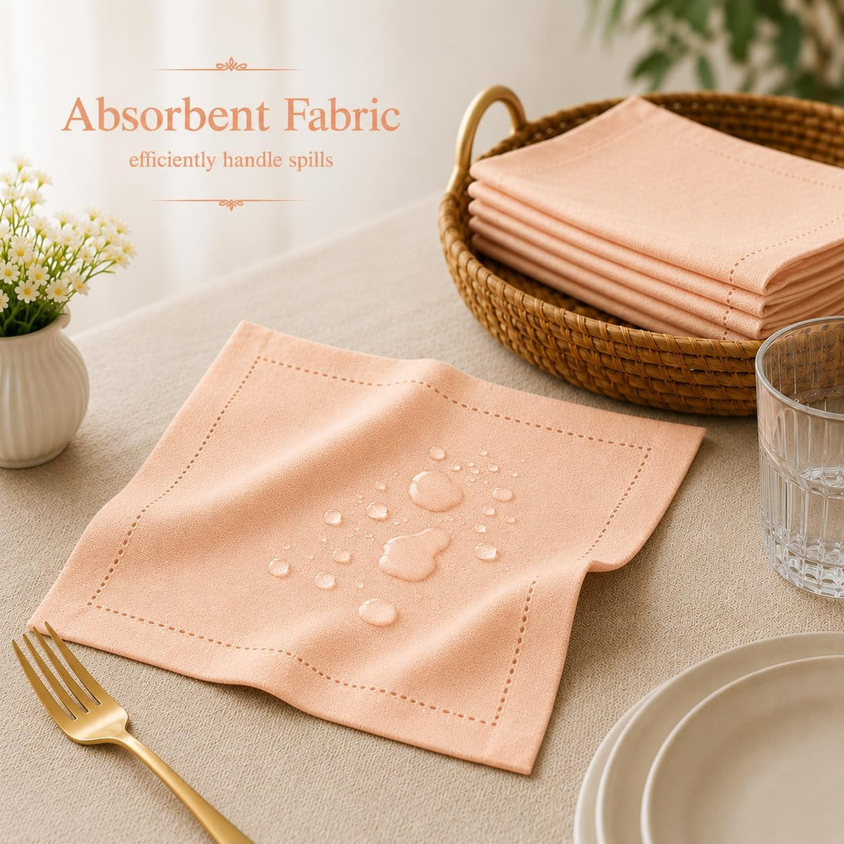 Cotton Cloth Napkins, 18x18 in, 12-Pack, Petal Peach