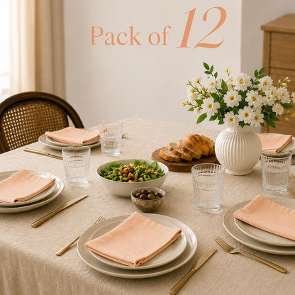 Cotton Cloth Napkins, 18x18 in, 12-Pack, Petal Peach