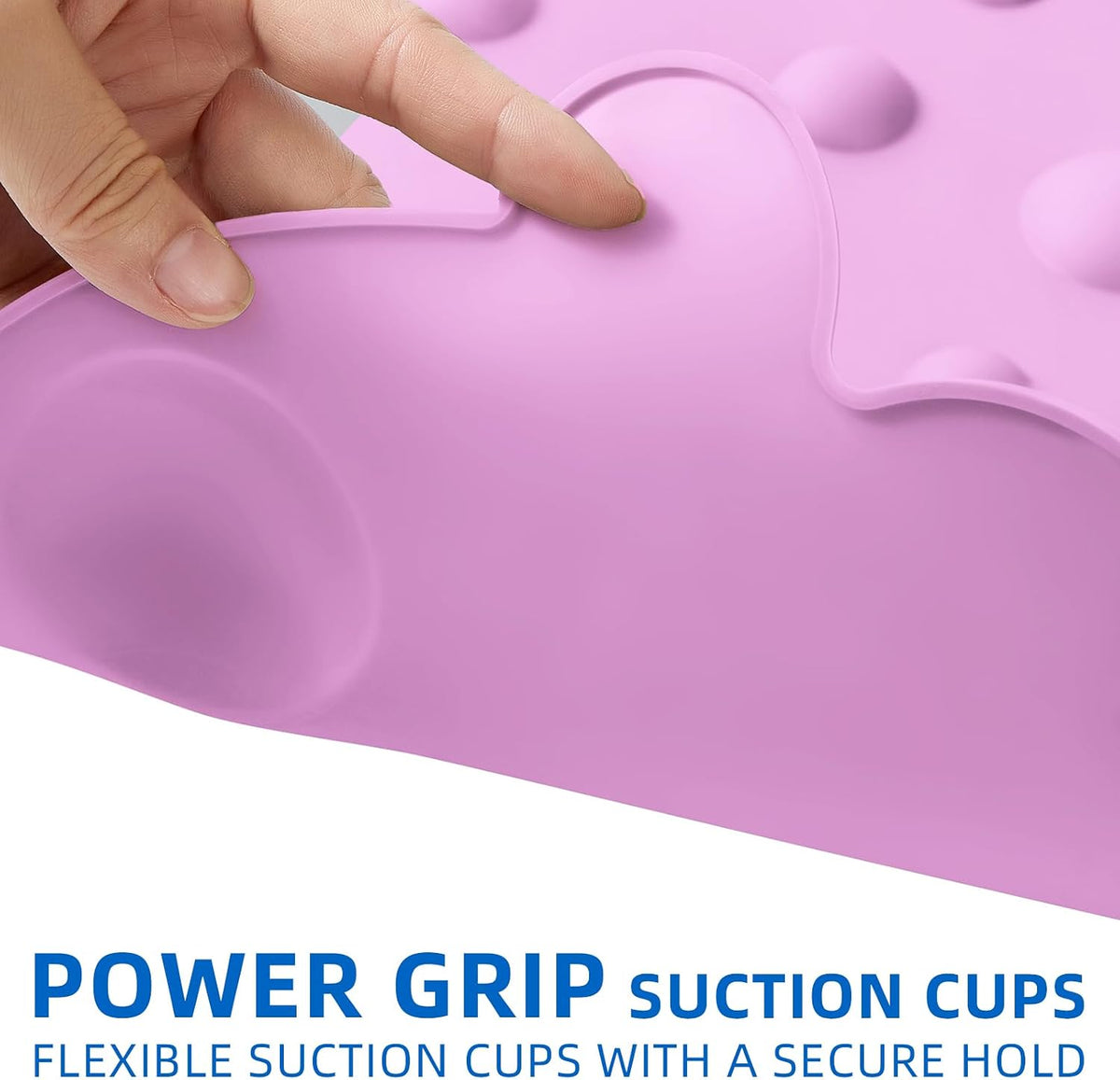 Non-Slip Bathtub Mat Soft Rubber Bathroom Bathmat with Strong Suction Cups (Pink)