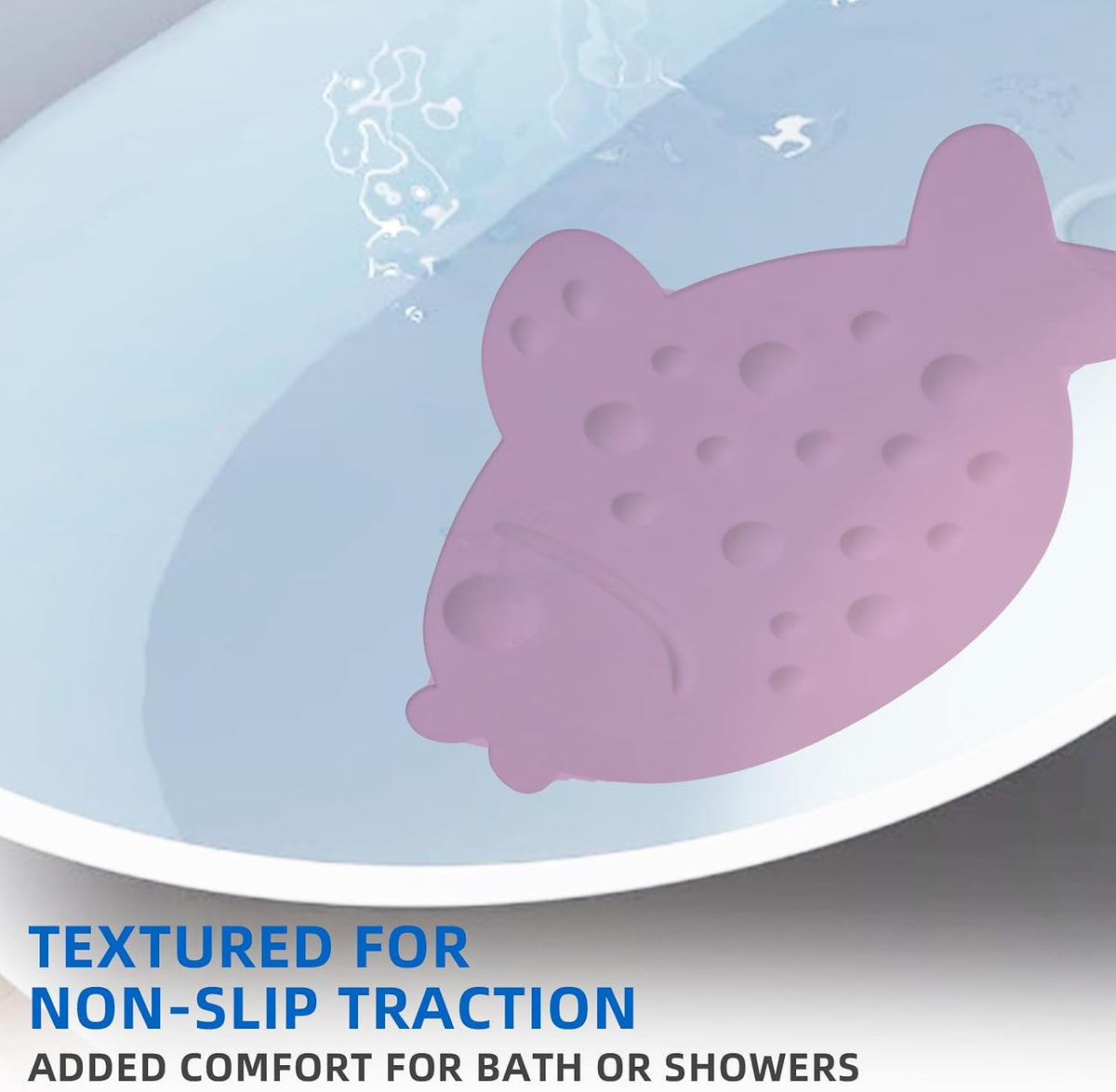 Non-Slip Bathtub Mat Soft Rubber Bathroom Bathmat with Strong Suction Cups (Pink)