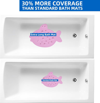 Non-Slip Bathtub Mat Soft Rubber Bathroom Bathmat with Strong Suction Cups (Pink)