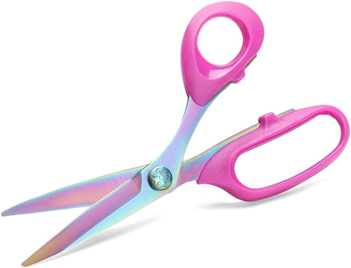 Sharp Sewing Scissors, Professional Heavy Duty Titanium Coating Forged Stainless Steel Multi-Purpose Shears for Fabric Leather, Dressmaking, Tailoring, Quilting, Home & Office, Art & School, 8 inch
