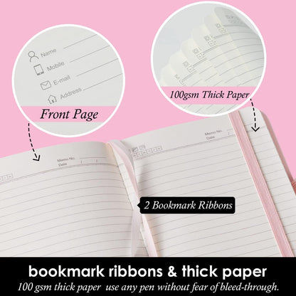 Small Notebook with Pen, 3 Pack Pocket Size Pink Journal Notebooks Bulk for Women Work Writing Note Taking, Small Lined Notepad for School
