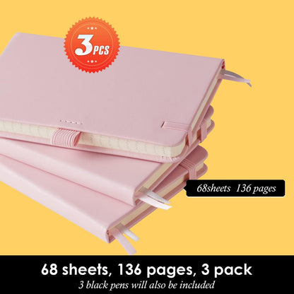 Small Notebook with Pen, 3 Pack Pocket Size Pink Journal Notebooks Bulk for Women Work Writing Note Taking, Small Lined Notepad for School