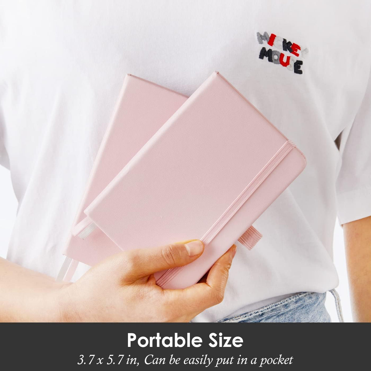 Small Notebook with Pen, 3 Pack Pocket Size Pink Journal Notebooks Bulk for Women Work Writing Note Taking, Small Lined Notepad for School