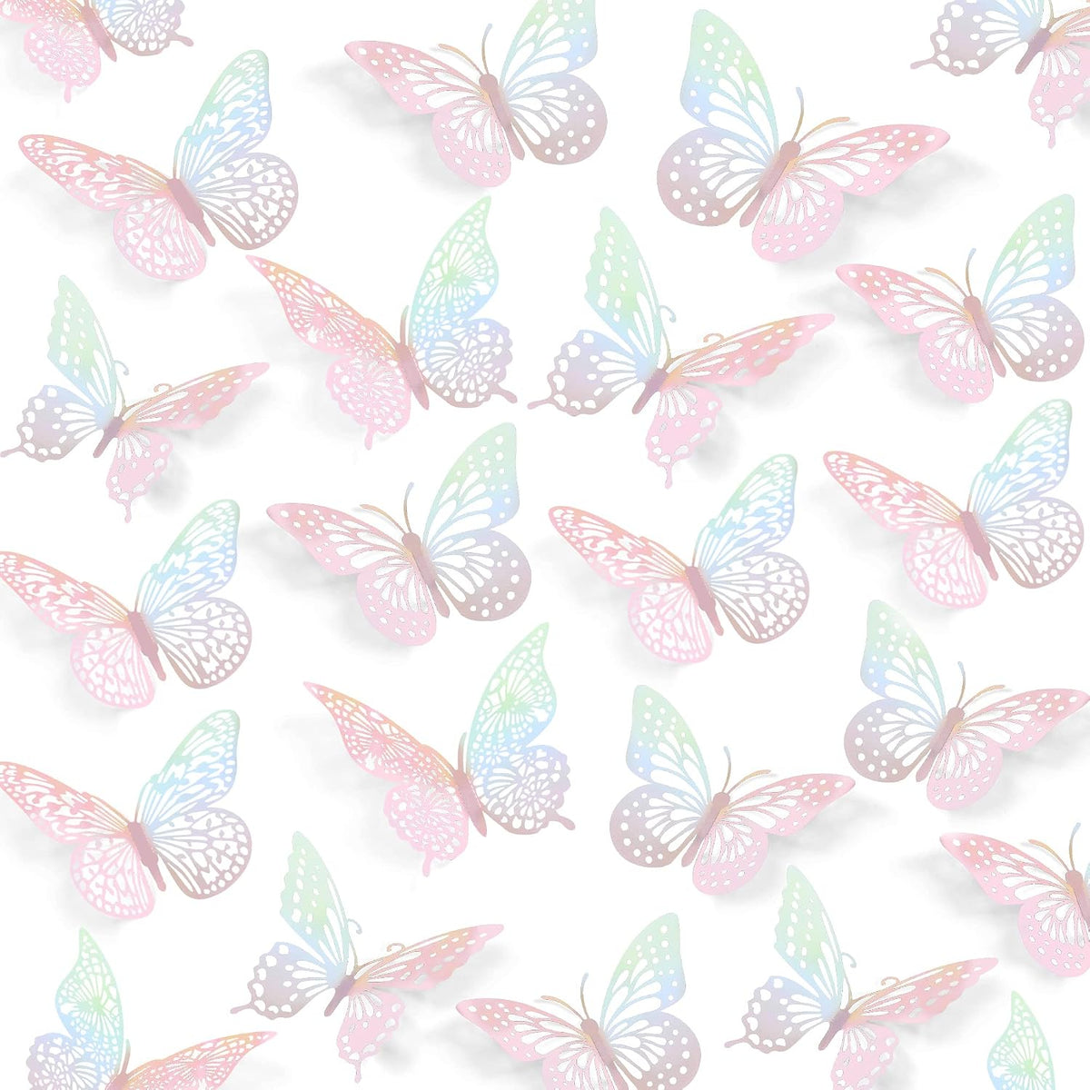 3D Butterfly Wall Decor 48 Pcs Laser Pink Butterfly Decorations