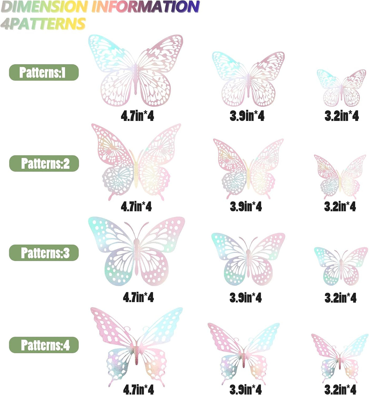 3D Butterfly Wall Decor 48 Pcs Laser Pink Butterfly Decorations