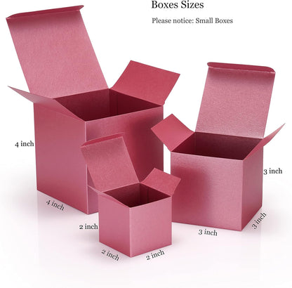 Quotidian Baby Pink Foldable Large Vintage Italian Pearlescent Paper Glitter Gift Boxes with Lids 4" x 4" x 4" (10 x 10 x 10cm) Pack of 12 - Cookie Bakery Candy Party Wedding Holiday