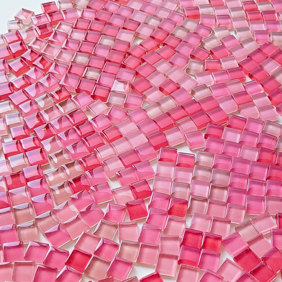 1.1LB 0.39" Square Pink Mix Crystal Glass Mosaic Tiles for Crafts, Mosaic Tiles for Crafts Bulk, Mosaic Pieces for Crafts and Stepping Stones, Mosaic Making Supplies