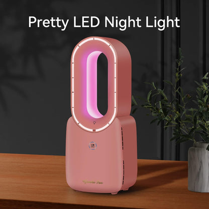 Desk Fan, 11.8 Inch Bladeless Fan Mini Office Fan 4 Speeds with 5-Colors Ambient Light, USB Table Fan Small Quiet for Home, Bedroom,Dorm