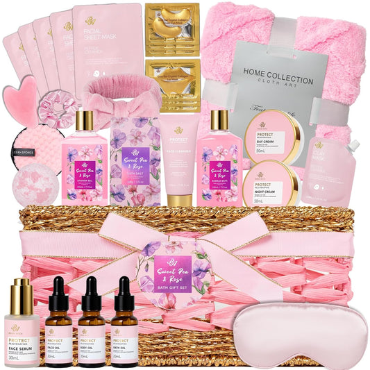 Gifts for Women, 35 Pcs Rose Home Spa Gifts Basket, Get Well Soon Gifts Set