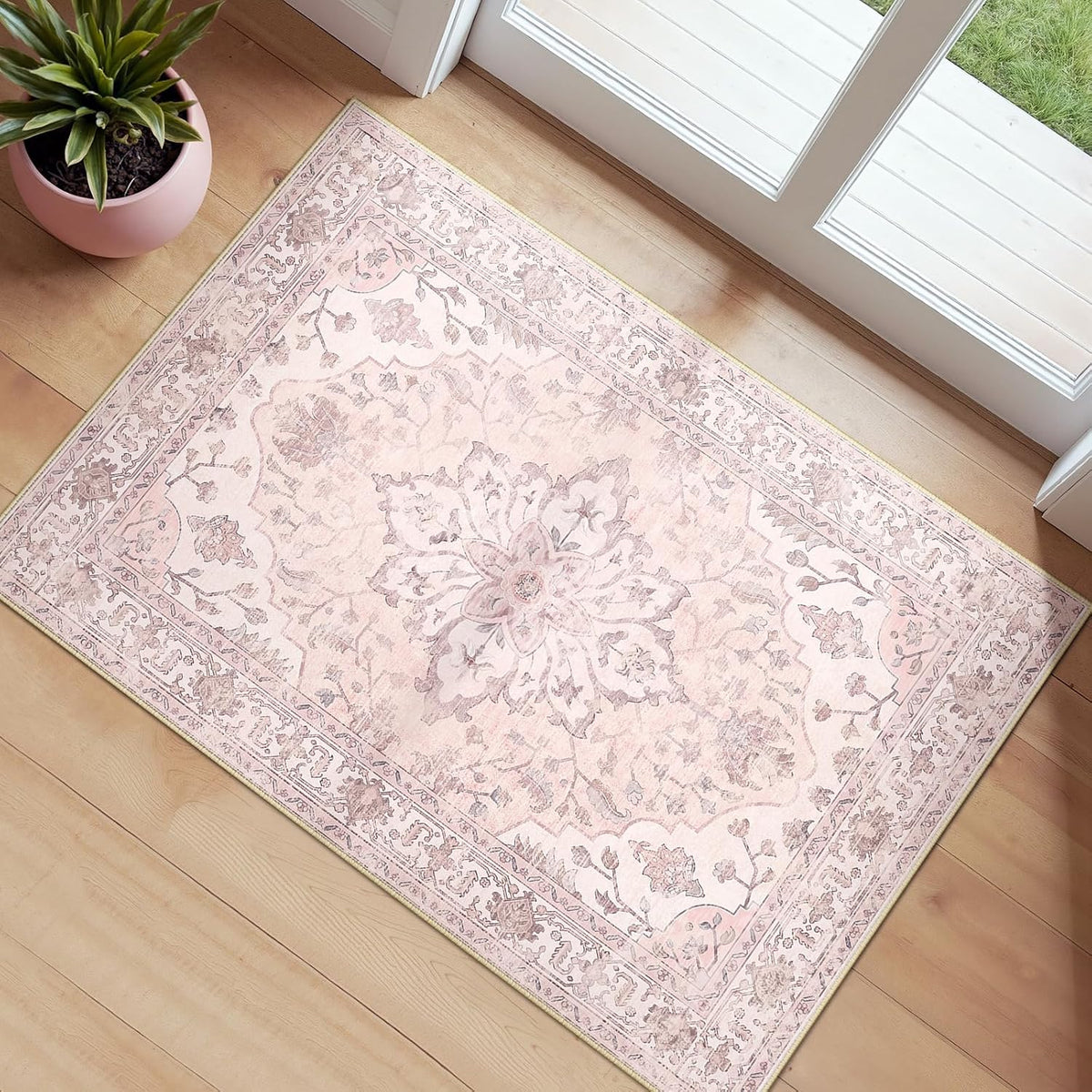 Washable Area Rug, Small 2'x3', Pink