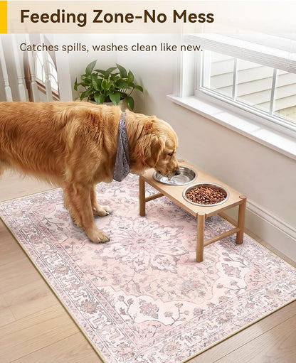 Washable Area Rug, Small 2'x3', Pink