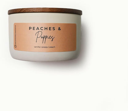 Milkhouse Peaches & Poppies Soy Candle, 10 oz Signature Jar, 20+ Hr Burn