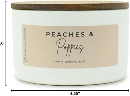 Milkhouse Peaches & Poppies Soy Candle, 10 oz Signature Jar, 20+ Hr Burn