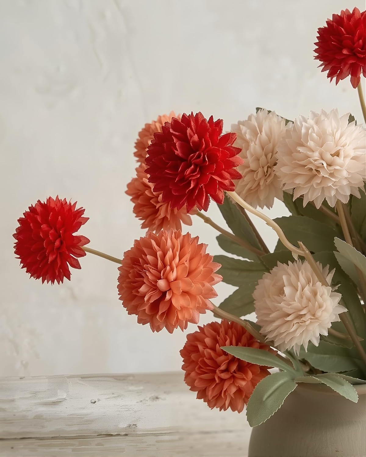 Faux Silk Mums Artificial Flowers, 8Pcs Fall Fake Kiku Small Mini Chrysanthemum Pom Pom Stems for DIY Bouquets Centerpieces Vase Autumn Home Decorations Floral Arrangement