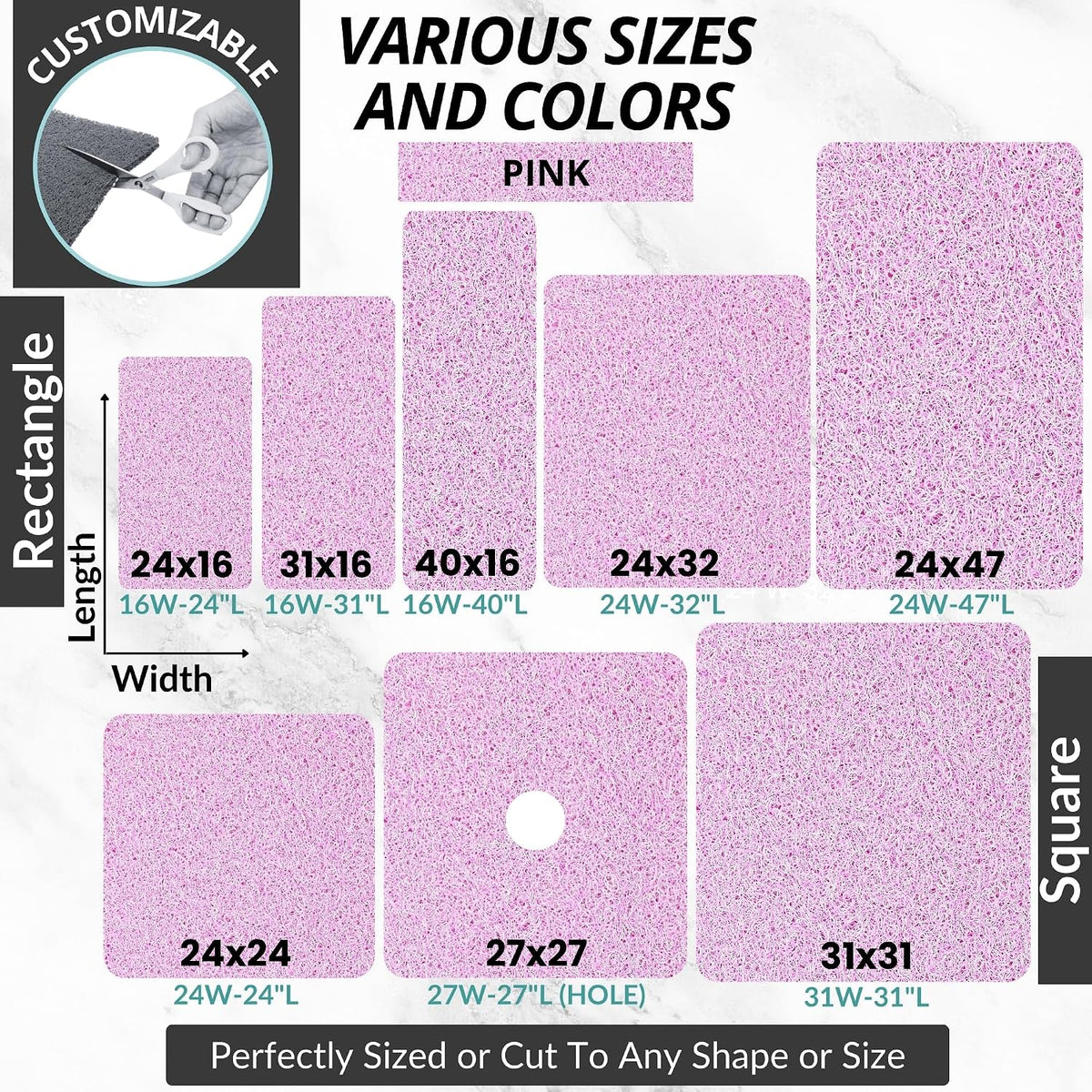 Non Slip Bathtub Mat Shower Mat for Tub - Loofah Bath Mats for Bathroom - 40x16 Bathtub Floor Mat - Textured Anti Slip Bath Mat Without Suction Cups - Secure Mat for Wet Areas (40x16 Pink)