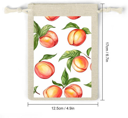 Peaches with Leaves 8 Pcs Drawstring Bags Candy Goodie Party Favors Bags Pouch