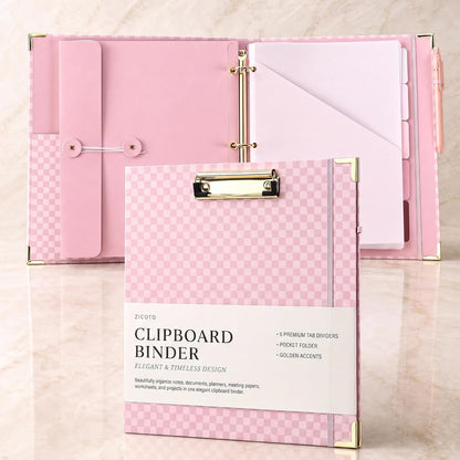 Aesthetic Clipboard Binder with Dividers - 3 Ring Organizer for Work