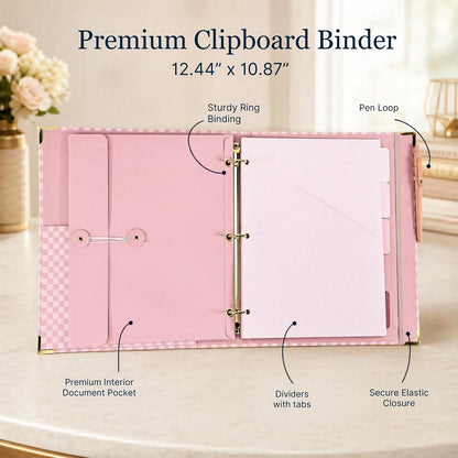 Aesthetic Clipboard Binder with Dividers - 3 Ring Organizer for Work