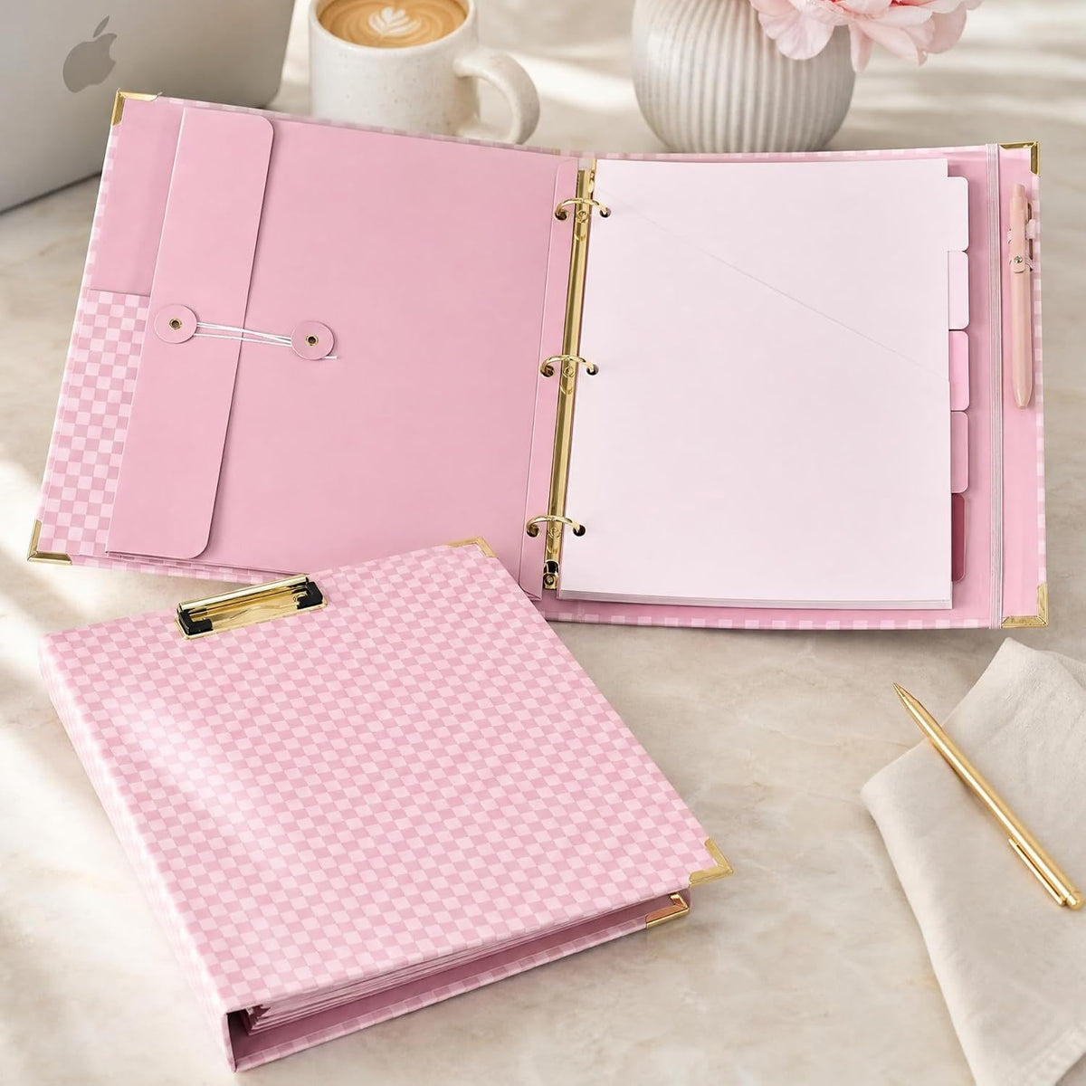 Aesthetic Clipboard Binder with Dividers - 3 Ring Organizer for Work