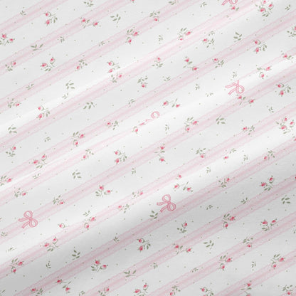 Pink Striped Duvet Cover Queen Reversible Floral Cute Heart Bedding