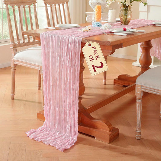 2 Pack Cheesecloth Table Runner, Fall Table Runner 120 Inch – Pink Cheesecloth Gauze – 10FT Cheese Cloth Runner for Wedding, Party, Baby Shower, Home Decorations