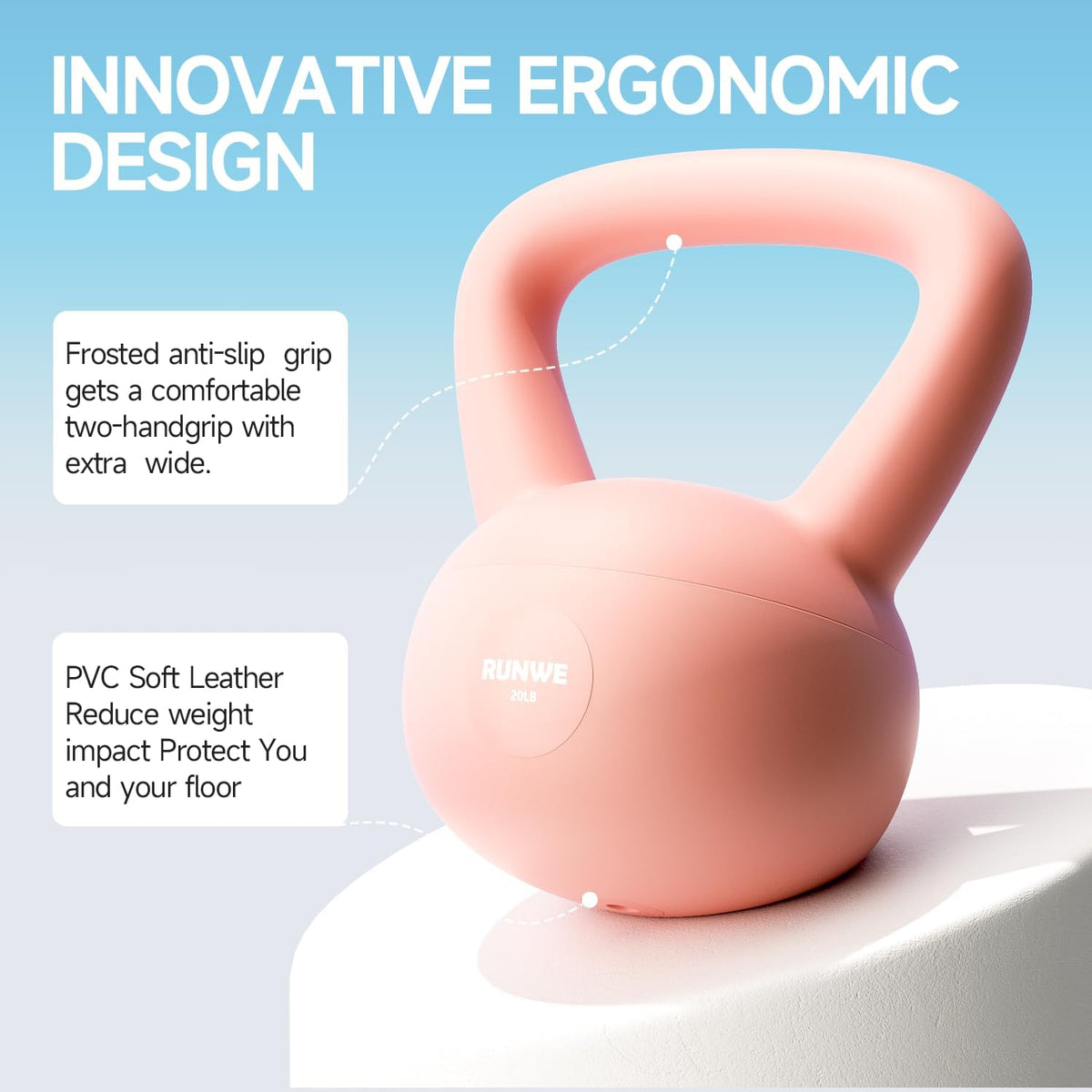 Soft Kettlebell 5lb 10lb 15lb 20lb 25lb, Sand Filled Quiet Floor-Friendly Kettlebell, Anti-Slip Home Gym Fitness Equipment for Apartment Postpartum Recovery, Safety for Women Men & Beginner